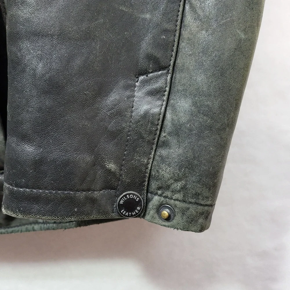 Wilsons Leather Mens XXL Thinsulate Insulated Distressed Black Leather Jacket*